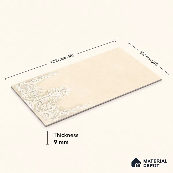 TL 12800 C Papier Crema Decor - 3 4 ft x 2 ft Vitrified Matte Finish Tile - 9 mm