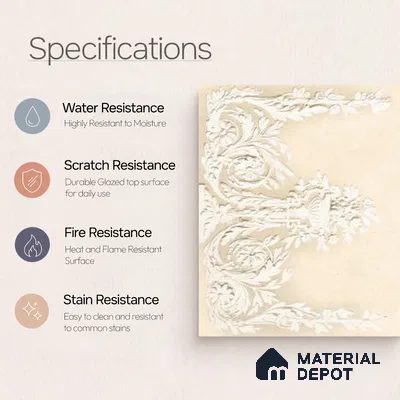 TL 12800 C Papier Crema Decor - 3 4 ft x 2 ft Vitrified Matte Finish Tile - 9 mm