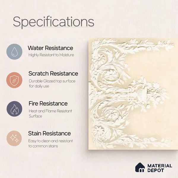 TL 12800 C Papier Crema Decor - 3 4 ft x 2 ft Vitrified Matte Finish Tile - 9 mm