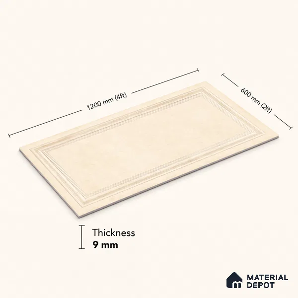 TL 12800 D Papier Crema Decor - 2 4 ft x 2 ft Vitrified Matte Finish Tile - 9 mm