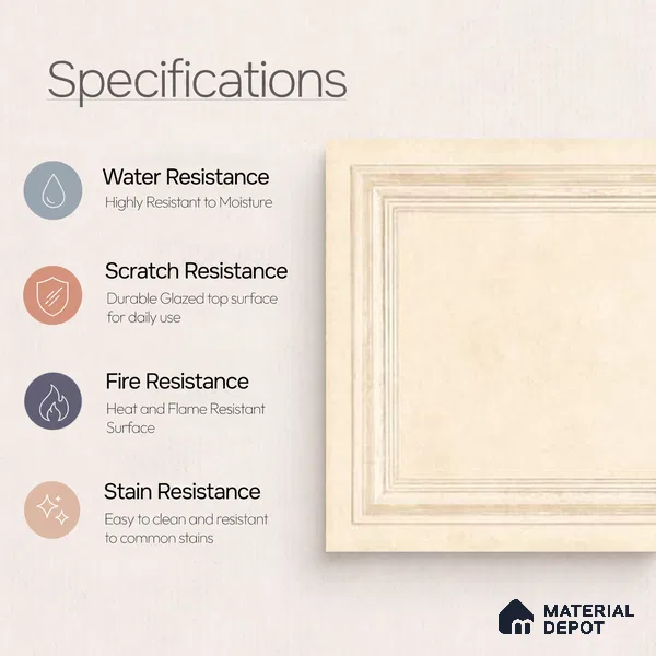 TL 12800 D Papier Crema Decor - 2 4 ft x 2 ft Vitrified Matte Finish Tile - 9 mm