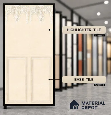 TL 12800 D Papier Crema Decor - 2 4 ft x 2 ft Vitrified Matte Finish Tile - 9 mm