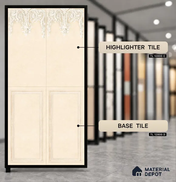 TL 12800 D Papier Crema Decor - 2 4 ft x 2 ft Vitrified Matte Finish Tile - 9 mm