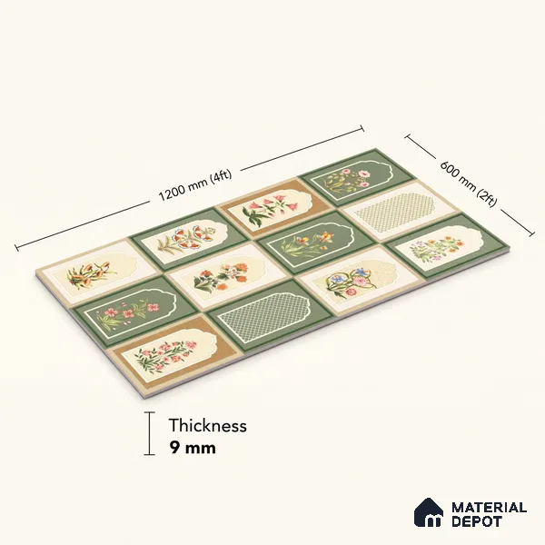 TL 12801 Jharokha Decor 4 ft x 2 ft Vitrified Matte Finish Tile - 9 mm