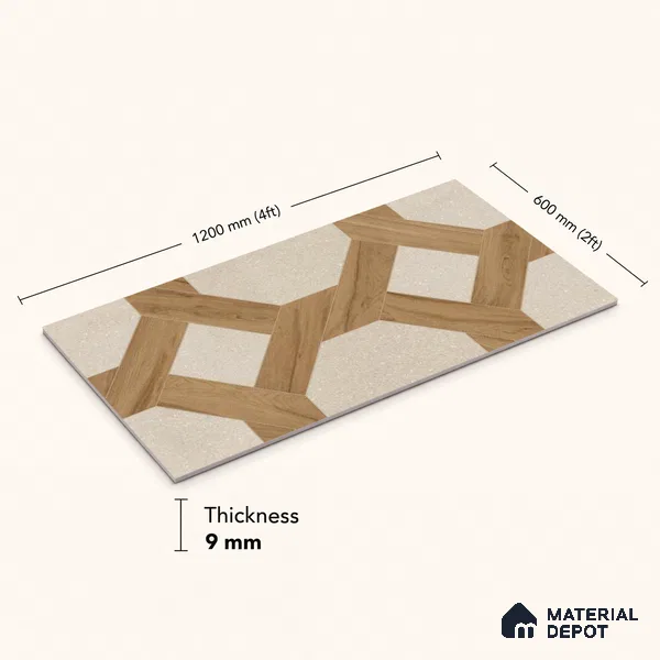TL 12817 Veneer 303 4 ft x 2 ft Vitrified Matte Finish Tile - 9 mm