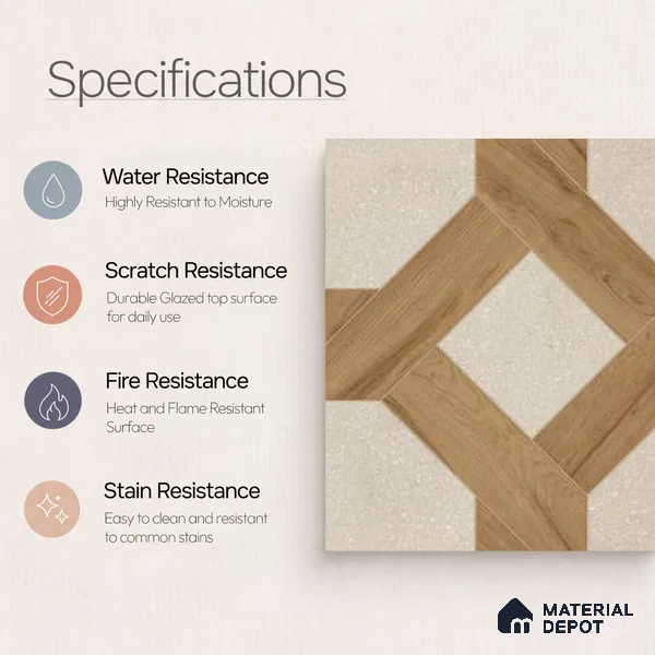 TL 12817 Veneer 303 4 ft x 2 ft Vitrified Matte Finish Tile - 9 mm