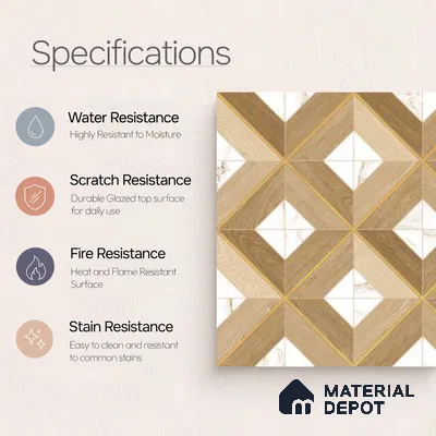 TL 12822 Veneer 301 4 ft x 2 ft Vitrified Matte Finish Tile - 9 mm