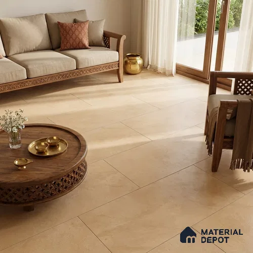 Stone Wall & Floor Tile TL 12832 B Desert Tan 4 ft x 2 ft Matte Finish Vitrified Tile - 9 mm | Suitable For Bathroom, Kitchen, Balcony