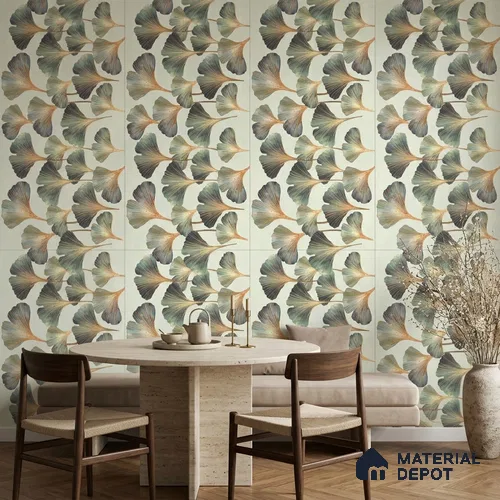Tropical Wall Tile TL 12838 Corias Green Decor 4 ft x 2 ft Glossy Finish Vitrified Tile - 9 mm | Suitable For Bathroom, Kitchen, Balcony