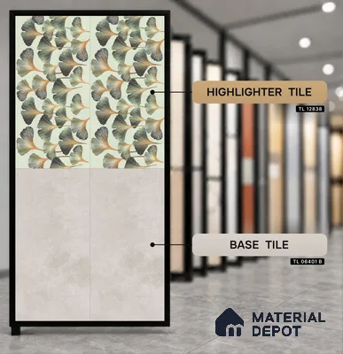 Tropical Wall Tile TL 12838 Corias Green Decor 4 ft x 2 ft Glossy Finish Vitrified Tile - 9 mm | Suitable For Bathroom, Kitchen, Balcony