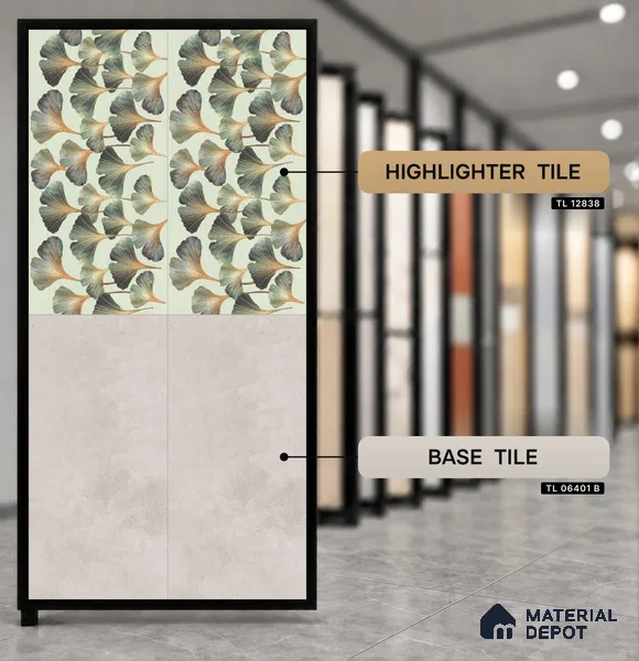 Tropical Wall Tile TL 12838 Corias Green Decor 4 ft x 2 ft Glossy Finish Vitrified Tile - 9 mm | Suitable For Bathroom, Kitchen, Balcony