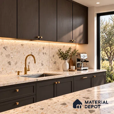 Terrazzo Wall & Floor Tile TL 12841 B Terrazzo Beige 4 ft x 2 ft Matte Finish Vitrified Tile - 9 mm | Suitable For Bathroom, Kitchen, Balcony