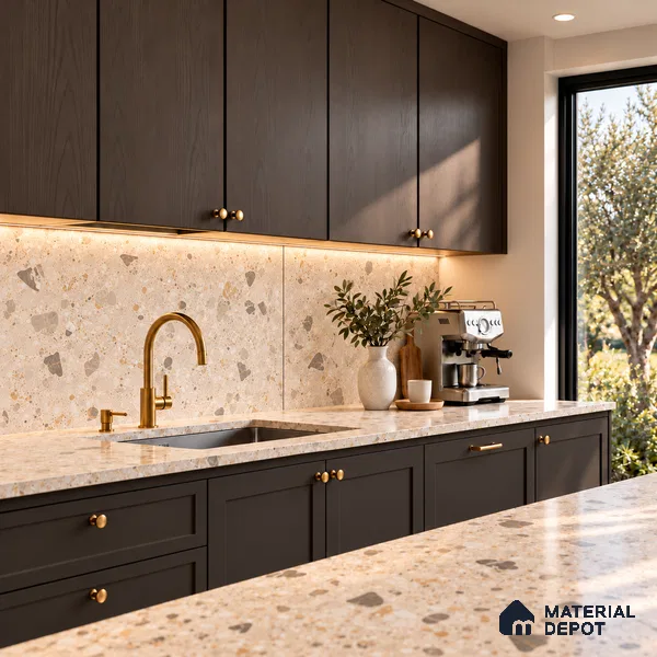 Terrazzo Wall & Floor Tile TL 12841 B Terrazzo Beige 4 ft x 2 ft Matte Finish Vitrified Tile - 9 mm | Suitable For Bathroom, Kitchen, Balcony