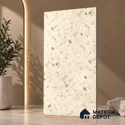 Terrazzo Wall & Floor Tile TL 12841 B Terrazzo Beige 4 ft x 2 ft Matte Finish Vitrified Tile - 9 mm | Suitable For Bathroom, Kitchen, Balcony
