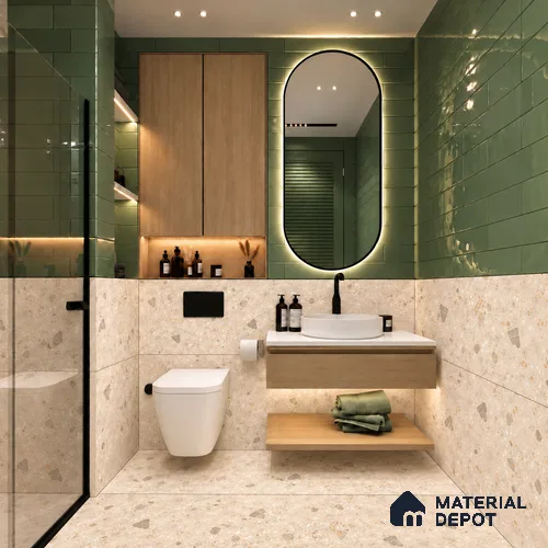 Terrazzo Wall & Floor Tile TL 12841 B Terrazzo Beige 4 ft x 2 ft Matte Finish Vitrified Tile - 9 mm | Suitable For Bathroom, Kitchen, Balcony