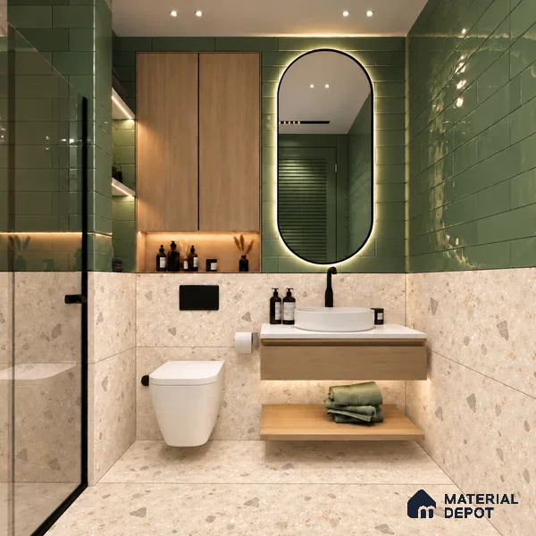 Terrazzo Wall & Floor Tile TL 12841 B Terrazzo Beige 4 ft x 2 ft Matte Finish Vitrified Tile - 9 mm | Suitable For Bathroom, Kitchen, Balcony
