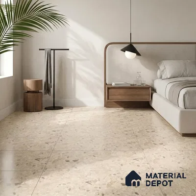 Terrazzo Wall & Floor Tile TL 12841 B Terrazzo Beige 4 ft x 2 ft Matte Finish Vitrified Tile - 9 mm | Suitable For Bathroom, Kitchen, Balcony