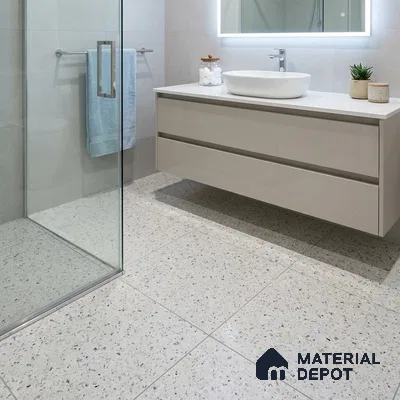 Terrazzo Wall & Floor Tile TL 12841 E Terrazzo Bianco 2 ft x 2 ft Matte Finish Vitrified Tile - 9 mm | Suitable For Bathroom, Kitchen, Balcony