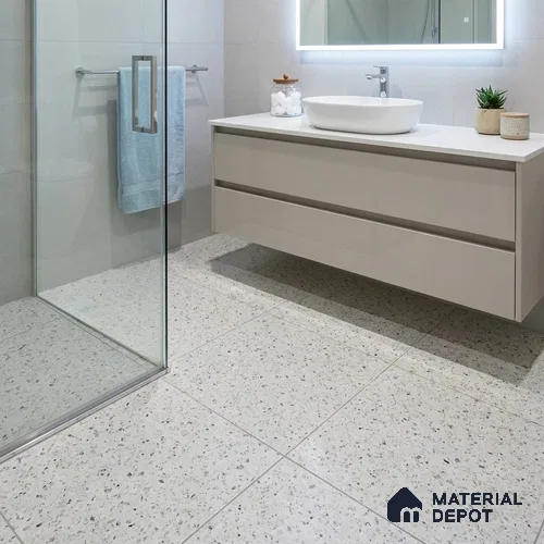 Terrazzo Wall & Floor Tile TL 12841 E Terrazzo Bianco 2 ft x 2 ft Matte Finish Vitrified Tile - 9 mm | Suitable For Bathroom, Kitchen, Balcony