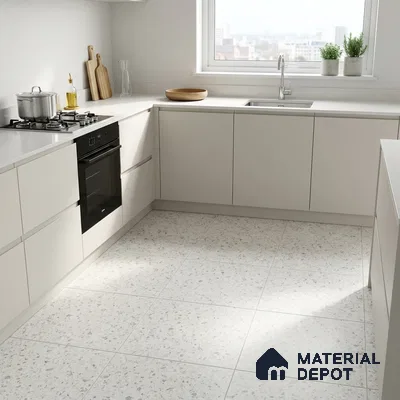 Terrazzo Wall & Floor Tile TL 12841 E Terrazzo Bianco 2 ft x 2 ft Matte Finish Vitrified Tile - 9 mm | Suitable For Bathroom, Kitchen, Balcony
