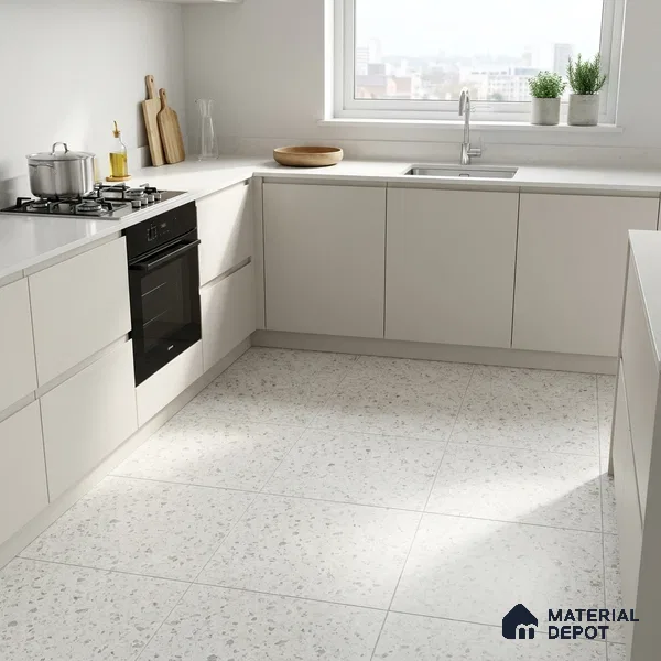 Terrazzo Wall & Floor Tile TL 12841 E Terrazzo Bianco 2 ft x 2 ft Matte Finish Vitrified Tile - 9 mm | Suitable For Bathroom, Kitchen, Balcony