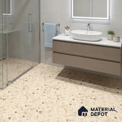 Terrazzo Wall & Floor Tile TL 12841 F Terrazzo Beige 2 ft x 2 ft Matte Finish Vitrified Tile - 9 mm | Suitable For Bathroom, Kitchen, Balcony