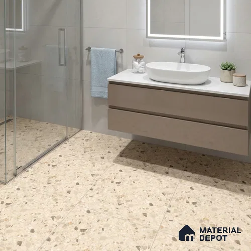 Terrazzo Wall & Floor Tile TL 12841 F Terrazzo Beige 2 ft x 2 ft Matte Finish Vitrified Tile - 9 mm | Suitable For Bathroom, Kitchen, Balcony