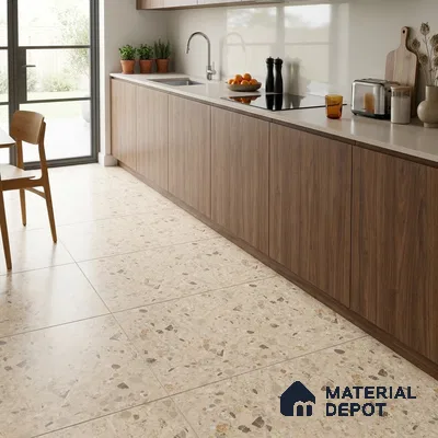 Terrazzo Wall & Floor Tile TL 12841 F Terrazzo Beige 2 ft x 2 ft Matte Finish Vitrified Tile - 9 mm | Suitable For Bathroom, Kitchen, Balcony