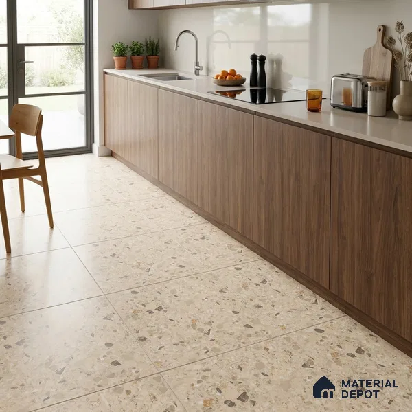 Terrazzo Wall & Floor Tile TL 12841 F Terrazzo Beige 2 ft x 2 ft Matte Finish Vitrified Tile - 9 mm | Suitable For Bathroom, Kitchen, Balcony