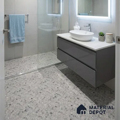 Terrazzo Wall & Floor Tile TL 12841 G Terrazzo Grey 2 ft x 2 ft Matte Finish Vitrified Tile - 9 mm | Suitable For Bathroom, Kitchen, Balcony