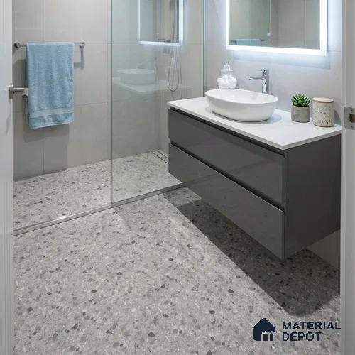 Terrazzo Wall & Floor Tile TL 12841 G Terrazzo Grey 2 ft x 2 ft Matte Finish Vitrified Tile - 9 mm | Suitable For Bathroom, Kitchen, Balcony