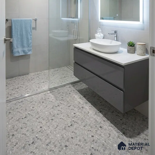 Terrazzo Wall & Floor Tile TL 12841 G Terrazzo Grey 2 ft x 2 ft Matte Finish Vitrified Tile - 9 mm | Suitable For Bathroom, Kitchen, Balcony