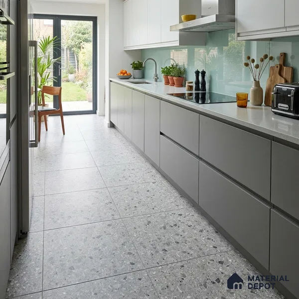 Terrazzo Wall & Floor Tile TL 12841 G Terrazzo Grey 2 ft x 2 ft Matte Finish Vitrified Tile - 9 mm | Suitable For Bathroom, Kitchen, Balcony