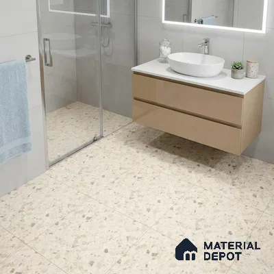 Terrazzo Wall & Floor Tile TL 12841 H Terrazzo Ivory 2 ft x 2 ft Matte Finish Vitrified Tile - 9 mm | Suitable For Bathroom, Kitchen, Balcony