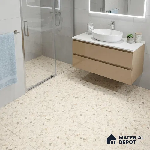Terrazzo Wall & Floor Tile TL 12841 H Terrazzo Ivory 2 ft x 2 ft Matte Finish Vitrified Tile - 9 mm | Suitable For Bathroom, Kitchen, Balcony