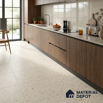 Terrazzo Wall & Floor Tile TL 12841 H Terrazzo Ivory 2 ft x 2 ft Matte Finish Vitrified Tile - 9 mm | Suitable For Bathroom, Kitchen, Balcony