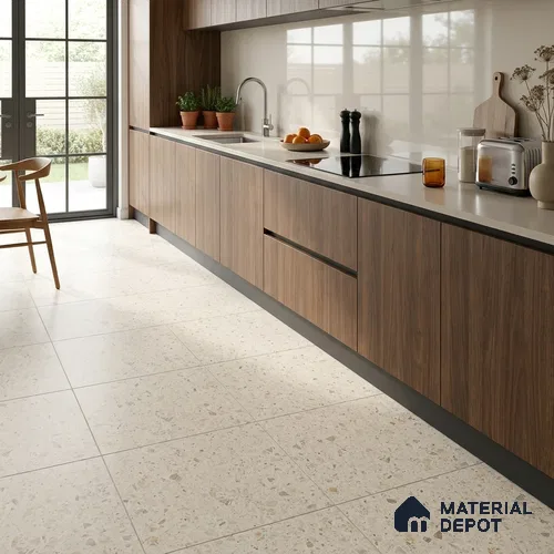 Terrazzo Wall & Floor Tile TL 12841 H Terrazzo Ivory 2 ft x 2 ft Matte Finish Vitrified Tile - 9 mm | Suitable For Bathroom, Kitchen, Balcony
