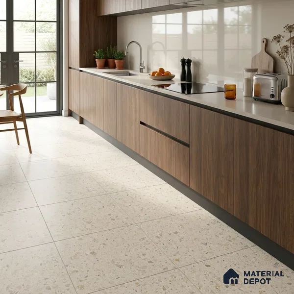 Terrazzo Wall & Floor Tile TL 12841 H Terrazzo Ivory 2 ft x 2 ft Matte Finish Vitrified Tile - 9 mm | Suitable For Bathroom, Kitchen, Balcony
