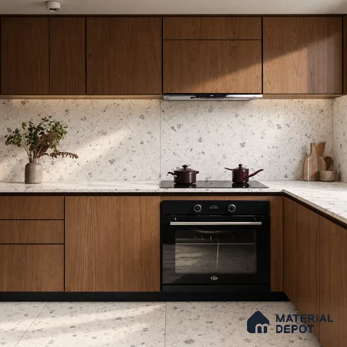 Terrazzo Wall & Floor Tile TL 12841 Terrazzo Bianco 4 ft x 2 ft Matte Finish Vitrified Tile - 9 mm | Suitable For Bathroom, Kitchen, Balcony