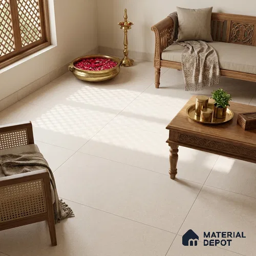 Plain Floor Tile TL 12848 Desert Lux 4 ft x 2 ft Matte Finish Fullbody Vitrified Tile - 20 mm
