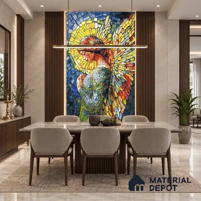Faux Mosaic Mural Poster Wall Tile TL 12851 Brownie (A+B) 4 ft x 2 ft Glue Matt 4D Pro Finish Double Digital Vitrified Tile - 9 mm | (Order Set 1 & 2 Given Below For Full Frame)