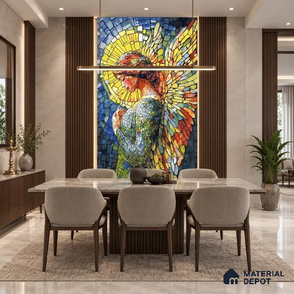 Faux Mosaic Mural Poster Wall Tile TL 12851 Brownie (A+B) 4 ft x 2 ft Glue Matt 4D Pro Finish Double Digital Vitrified Tile - 9 mm | (Order Set 1 & 2 Given Below For Full Frame)