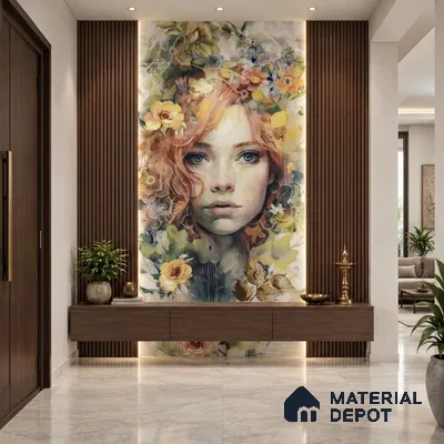 Faux Mosaic Mural Poster Wall Tile TL 12852 Angel (A+B) 4 ft x 2 ft Glue Matt 4D Pro Finish Double Digital Vitrified Tile - 9 mm | (Order Set 1 & 2 Given Below For Full Frame)