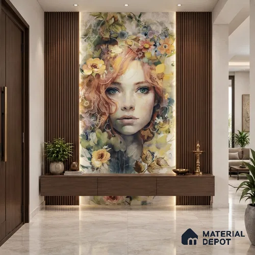 Faux Mosaic Mural Poster Wall Tile TL 12852 Angel (A+B) 4 ft x 2 ft Glue Matt 4D Pro Finish Double Digital Vitrified Tile - 9 mm | (Order Set 1 & 2 Given Below For Full Frame)