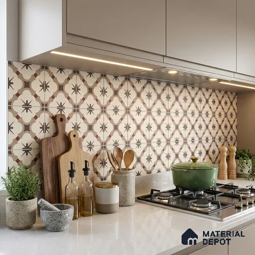 Subway Floor & Wall Tile TL 12860 Terracotta Star 8 x 8 inch Matte Finish Porcelain Tile - 9 mm