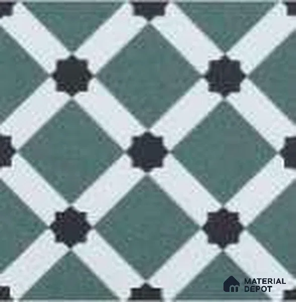 Subway Floor & Wall Tile TL 12864 Green Moorish Star 8 x 8 inch Matte Finish Porcelain Tile - 9 mm