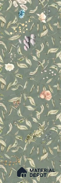 Floral Wall Tile TL 12871 G Green Botanical Grace 3 ft x 1 ft Matte Finish Ceramic Tile - 9 mm