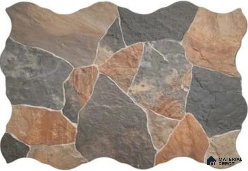 Stone Wall & Floor Exterior Tile TL 12872 C Flagstone Indian Slate 664 x 442 mm Matte Finish Porcelain Tile - 9 mm | Suitable For Courtyard, Garden