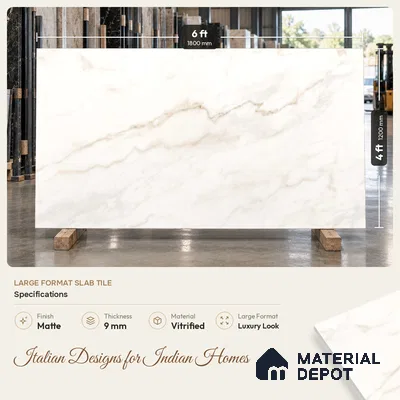 Marble Wall & Floor Tile TL 12908 Alton Natural 6 ft x 4 ft Endless Velvet Finish Vitrified Tile - 9 mm | 3 Random Design | Suitable For Living Room & Dining