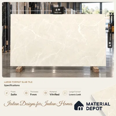 Marble Look Wall Tile TL 12909 Interno Crema 6 ft x 4 ft Satin Finish Vitrified Tile - 9 mm | 6 Random Designs | Suitable For living Room, Bedroom, Bathroom